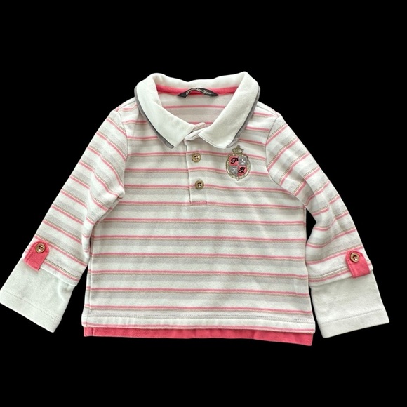 Premier Tour 90 2T Baby Girls Striped Long Sleeve Polo Shirt - Picture 1 of 5